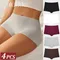 4 pezzi mutandine da donna in cotone senza cuciture boxer sportivi intimo femminile slip tinta unita
