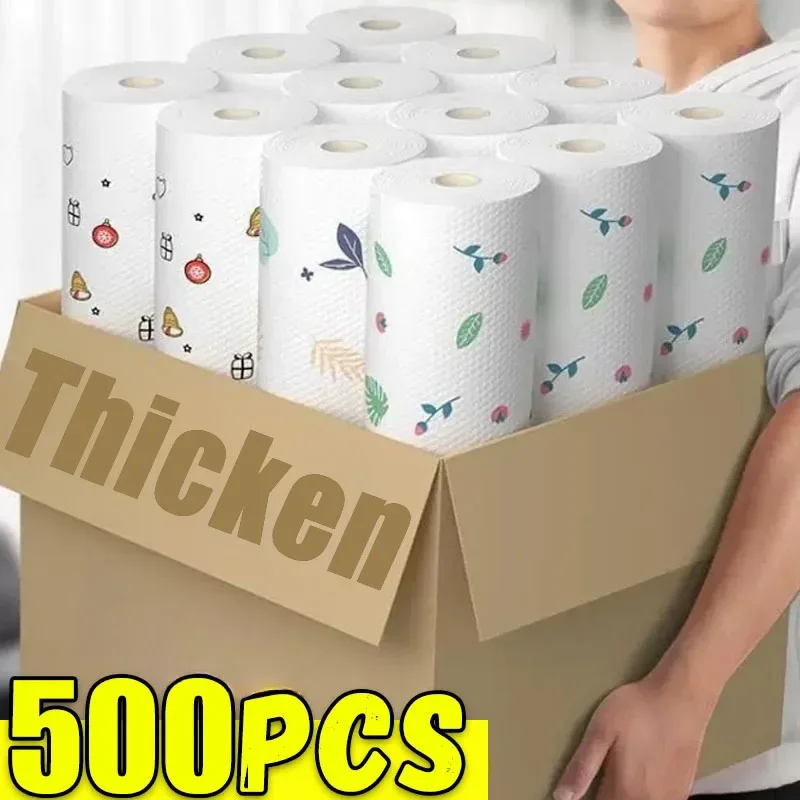 500/50pcs Cucina Riutilizzabile Stracci Usa E Getta Panni di Pulizia Non Tessuti Lavaggio Strofinacci Straccio Asciugamani di Stoffa Pad Antiaderente