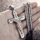 Collana con ciondolo croce di Gesù vintage per uomini e donne, collana con amuleto, regalo di gioielli di preghiera religiosa cristiana cattolica