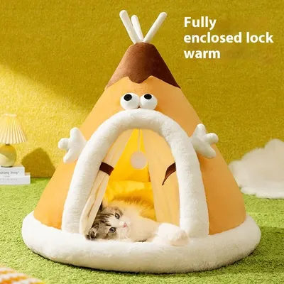 In Autumn and Winter, Cats Stay Warm and Have Thick Tents. Cat's Nest, Small Dog's Cute Triangle Dog's Nest, Pet's Nest