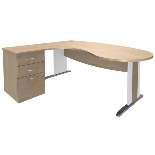 Pack Quatuor Pied L Bois Bur.convi.r Gauche+cais.p60 Chêne/blanc - Manutan Expert