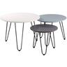 Lot De 3 Tables Gigognes Fabio Ø 60-50-40 Cm Blanc/bleu/gris - MMP