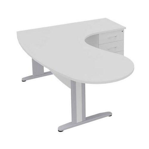 P+ Bur.convivial R Droit + Cais.p60 Blanc/alu - Manutan Expert