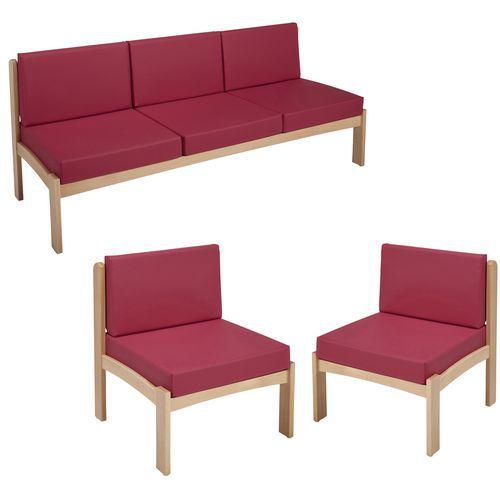 Pack Autize : Chauffeuse 3pl+2chauffeuses Pied Naturel Pvc Fuchsia - Manutan Expert
