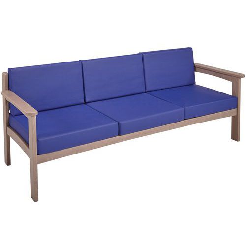 Canapé 3 Places Autize Structure Taupe Pvc Bleu - Manutan Expert