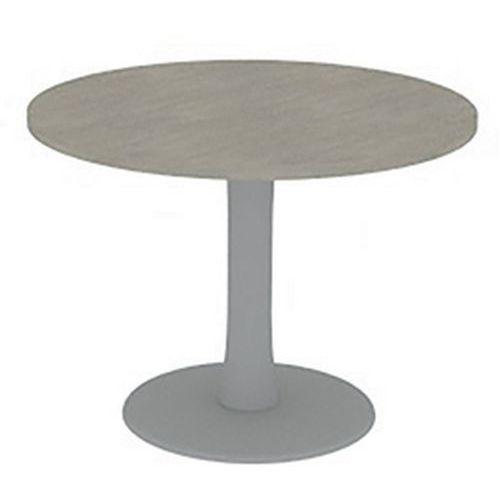 Table De Réunion Plateau Ronde D.100 Béton Pied Colonne Alu - Quadrifoglio