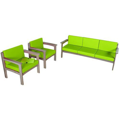 Pack Autize : 1 Canapé 3 Pl+2 Fauteuil Structure Taupe Pvc Anis - Manutan Expert
