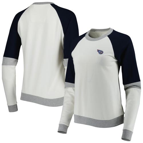 Damen Antigua Creme/Marine Tennessee Titans Avenue Raglan Pullover Sweatshirt