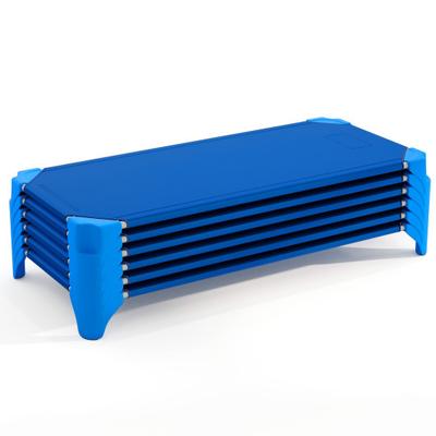 Costway Portable 6 Pack Stackable Daycare Cots Sleeping Bed for Kids 52 Inch-Blue