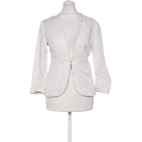 H&M Damen Blazer, Gr. 34, cremeweiß, Leinen, Synthetik, Viskose