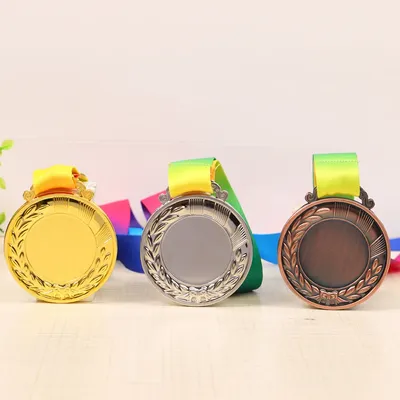 5.2cm Gold/Silver/Bronze Medal Award Medals Neck Ribbon Medal Child Lot Game Medals Sports