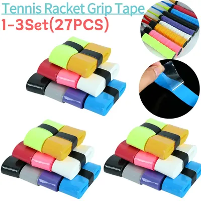 1-3Set(27PCS) Badminton Racket Handle Tape Anti-Slip Tennis Overgrip Wrap Badminton Racket Tape for