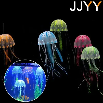 JJYY Artificial fluorescent jellyfish underwater luminous decoration aquarium landscaping fish tank