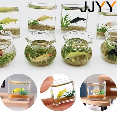 JJYY new mini glass aquarium aquarium home furnishings dollhouse decals toy house furniture