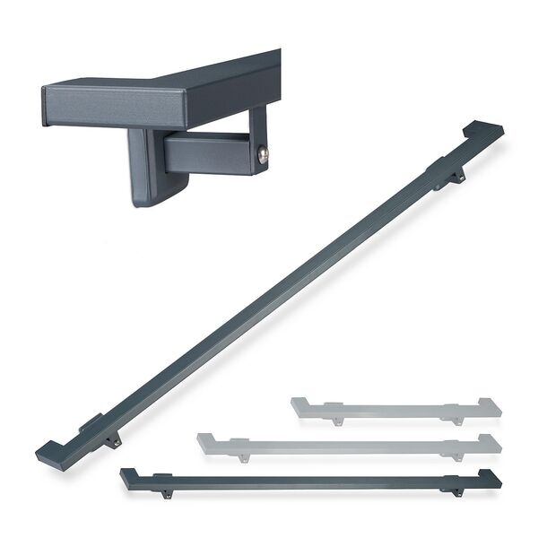 relaxdays Handlauf eckig anthrazit 200 cm grau Image