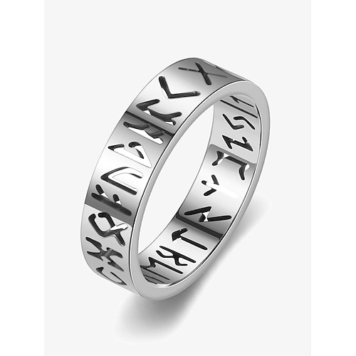 anello runico nordico da uomo – fascia in acciaio inossidabile con simbolo vichingo inciso, gioielli mitologici nordici per uomo e donna