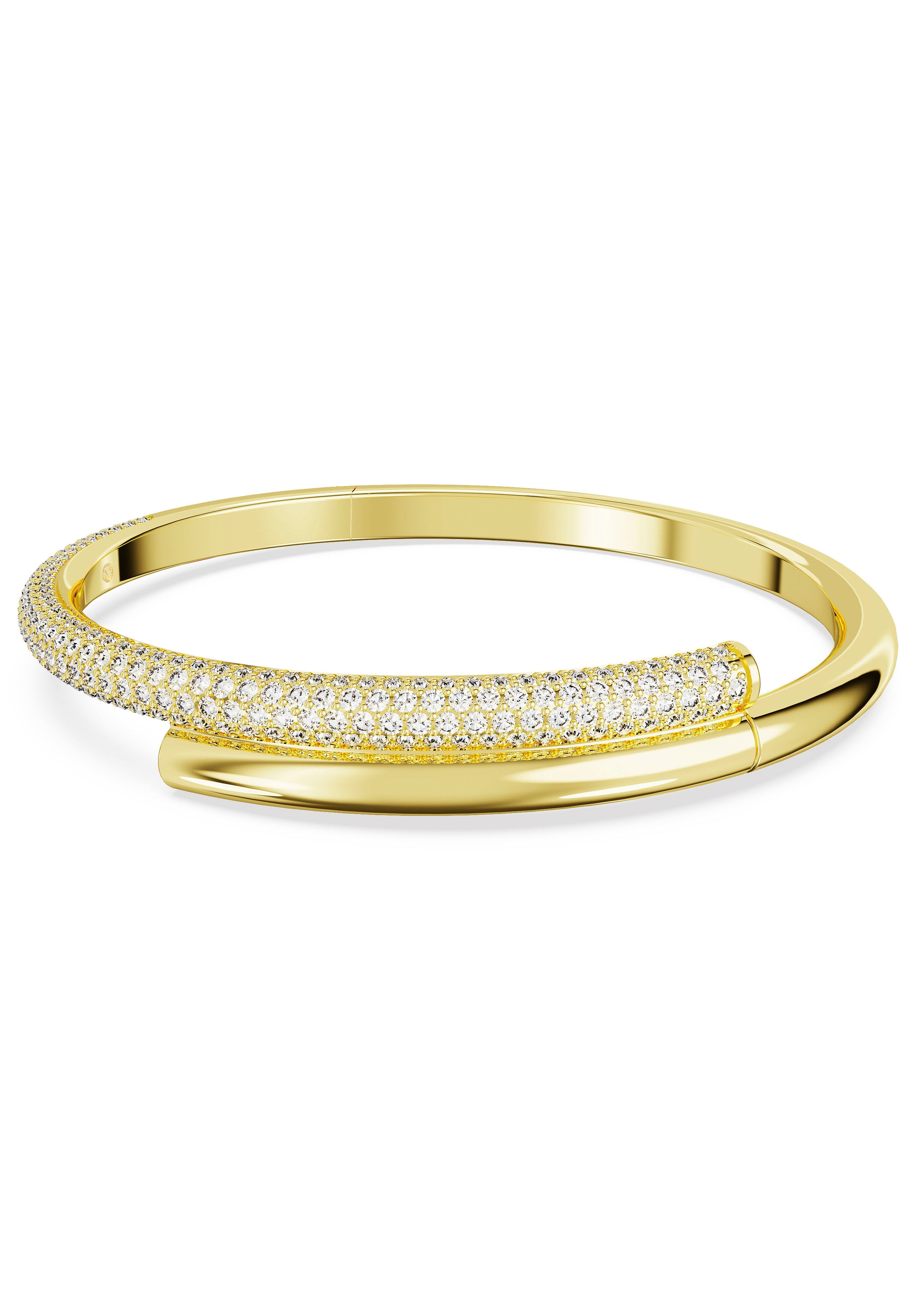 Armreif SWAROVSKI "Schmuck Geschenk Armschmuck Dextera" Gr. L, gold (gelbgoldfarben, kristallweiß, kristallweiß), Armbänder, Damen, L, Metall, Armreif, mit Swarovski Kristall