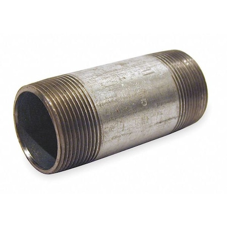 ZORO SELECT 87804 1-1/2" MNPT x 3" TBE Galvanized Steel Pipe Nipple Sch 160