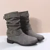 Frauen Stiefel 2024 Herbst Winter Stiefel Weibliche Schuhe Marke Damen Ankle Heels Schuhe Frau Wildleder Leder Stiefel