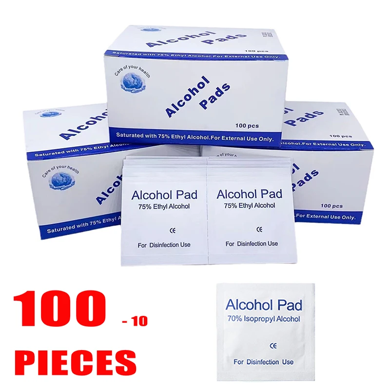 10/100Pcs Einweg Alkohol Baumwolle Pads Desinfektionsmittel Wischen Alkohol Tabletten Hause Outdoor Reinigung Pflege Werkzeuge 75% Alkohol nass Wischen Image