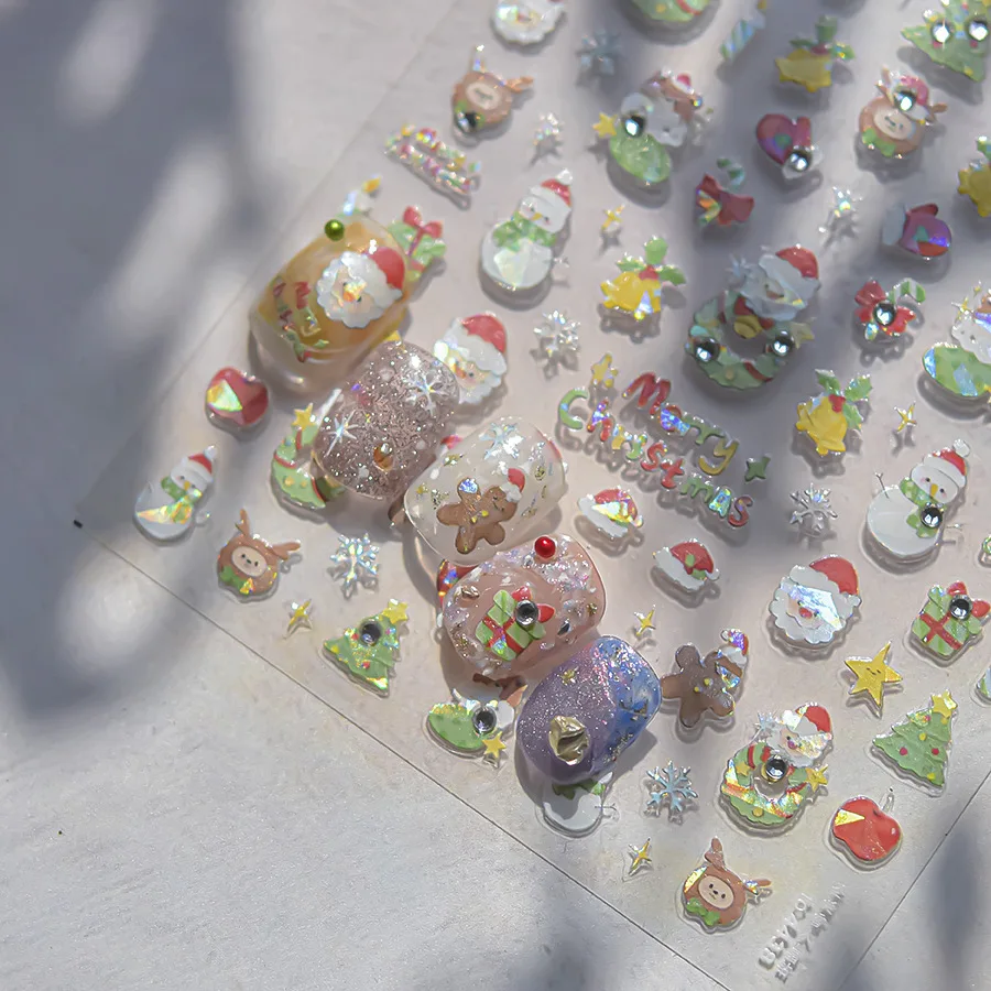 5D Kristall Diamant Nail Art Aufkleber hochwertige Weihnachtsserie Nagelaufkleber Weihnachten Schneeflocke Nail Art Dekoration Aufkleber Image