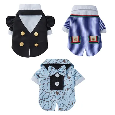 Haustier Hemd Hund Gentleman Hochzeits anzug Kleidung Hund Anzug Fliege Kleidung Halloween Weihnachts kostüm für kleine Hunde Bulldogge Outfit Image