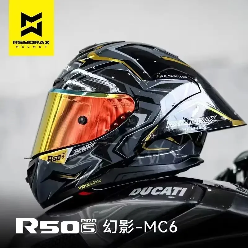 MOTORAX R50 Ganzjahres-Motorradhelm Big Tail Wing Herren Damen Helm Integralsicherheit Track Sporthelm Cascos Para Moto Image