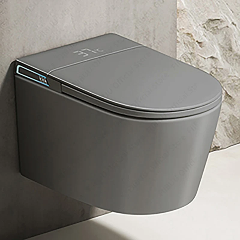 Schwarz/Grau/Weiß Ultimative wandhängende intelligente Toilette mit integriertem Bidet-Wassertank, einteilige längliche Toilette, warmer, beheizter Sitz Image