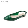 Frauen flache Modenschau Sandalen Rücken riemen niedrige Cutter Schuhe vorne geschlossen Zehen glänzenden Spiegel Lack leder plus Größen 33-48 29cm