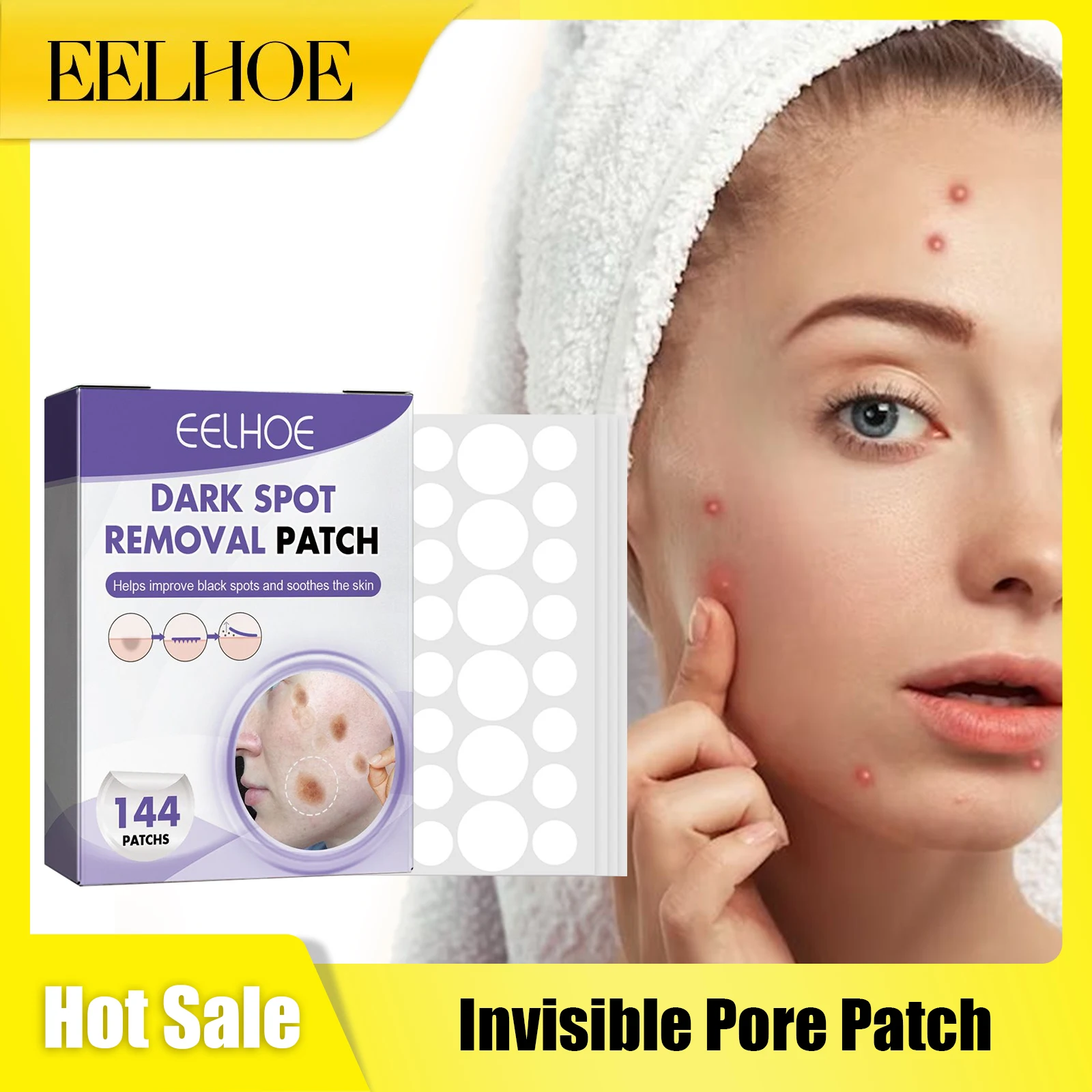 Dunkle S-Topf Entfernung Patch Sommersprossen Mitesser Entferner Schrumpfen Poren Reinigung Aufhellung Melanin Pigment Abdeckung markiert Pickel Patch Image