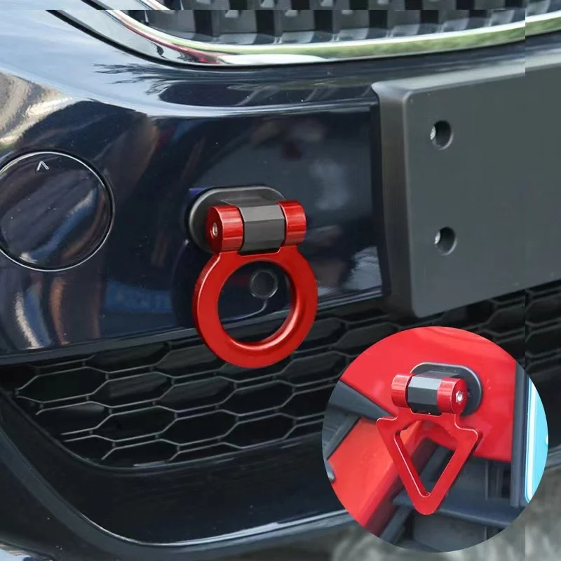 2 Designs Auto Styling Anhänger Haken Aufkleber Dekoration Auto Auto hinten vorne Anhänger Simulation Rennring Fahrzeug Abschlepp haken Image