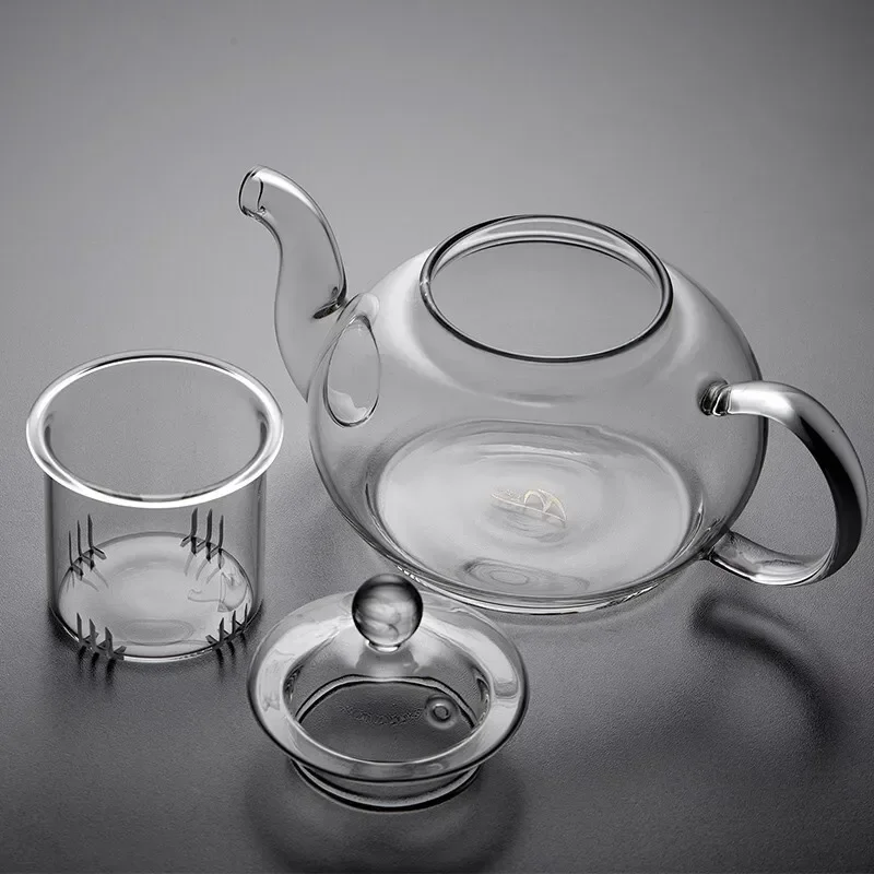 Heat-resistant Glass Household Transparent Teapot with Infuser Tea Leaf Herbal Coffee Pot Sets High Quality Jasmine Tea Teaware