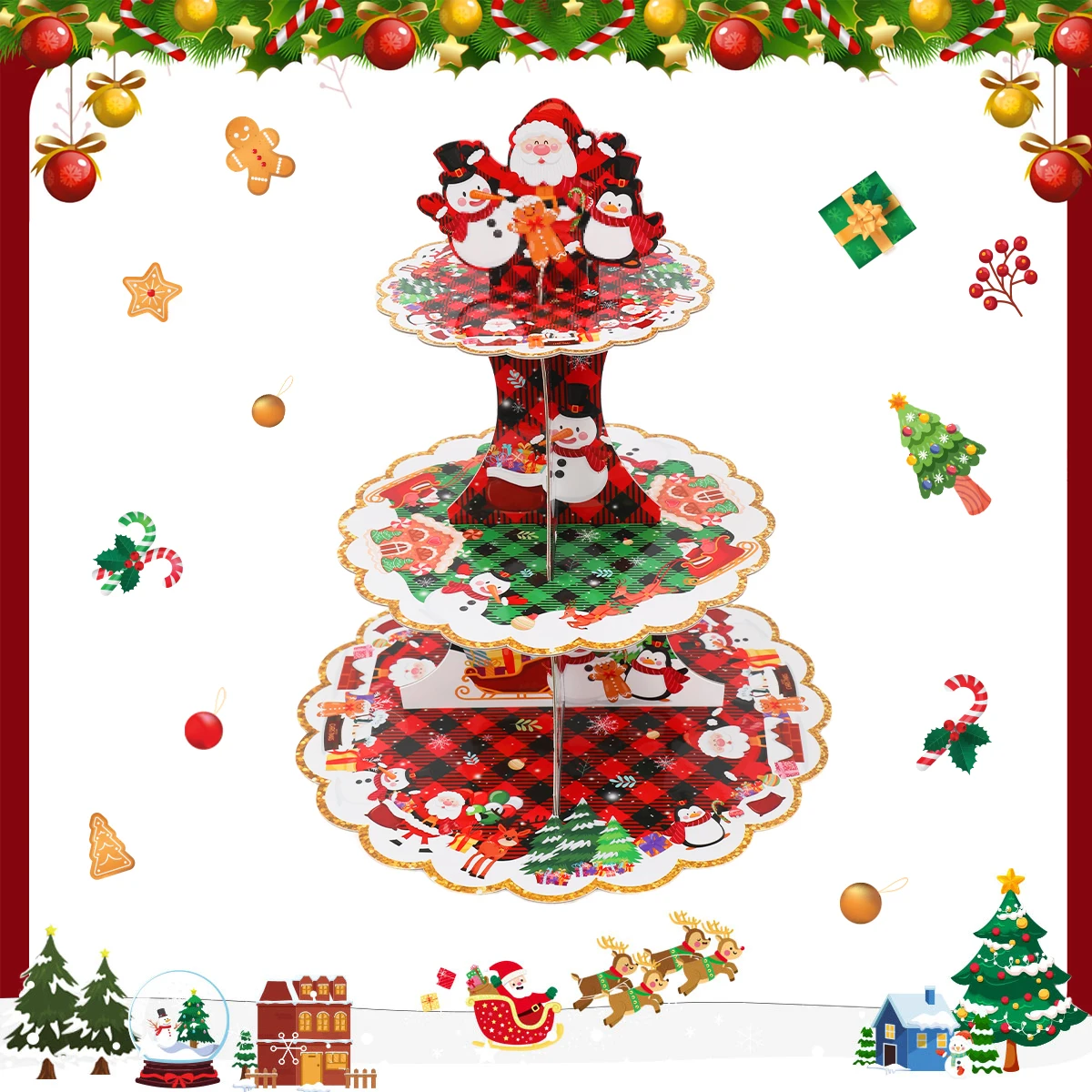 Weihnachten Santa rot grün Kuchenst änder Navidad Natal Noel Cupcake Unterstützung Frohe Weihnachten Dekorationen für zu Hause 2024 Neujahr 2025 Image