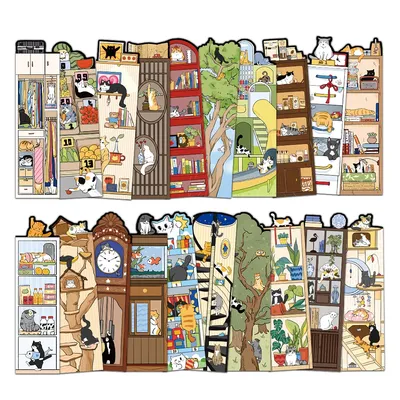 30PCS Katze Welt Lesezeichen Nette Katze Nest Lesen Buch Seiten Buch Tags Student Kreative Geschenke Dekoration Seite Tags Karten Image