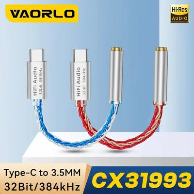 VAORLO CX31993 USB Typ C auf 3,5 mm Kopfhörerverstärker 32Bit/384 kHz Hifi Audio Decoder Kabel IEM Image