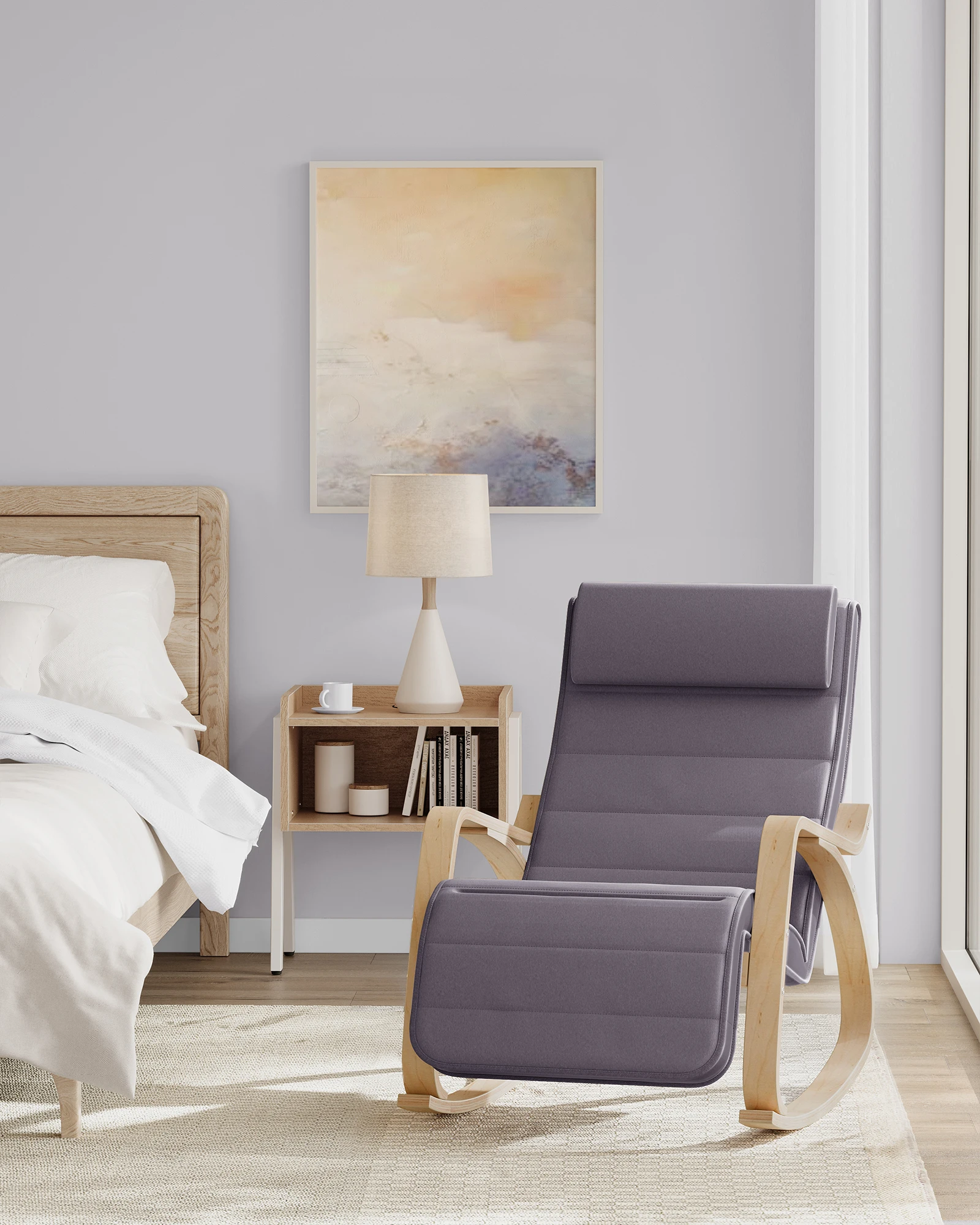 SONGMICS Schaukelsessel Relaxsessel, Relaxstuhl, verstellbare Fußstütze Image