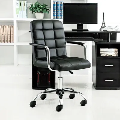 Modern Faux Leather Office Chair Adjustable Swivel Desk Chair with Wheels Ergonomic Office Chair