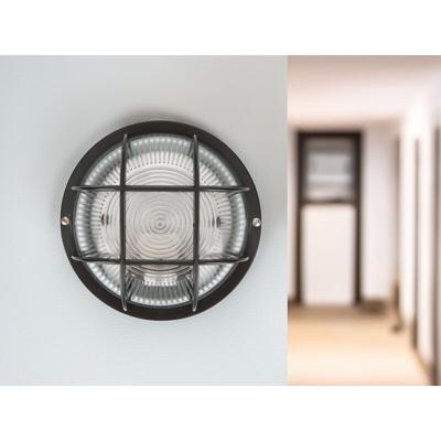 Kellerleuchte / Außenleuchte rund, schwarz mit Sicherheitsgitter, E27 max. 60W Image