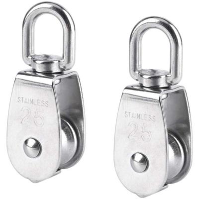 Aougo - 2 Stück 25 mm Einzelrolle Edelstahl Seilrolle Heberolle Seilrolle Tragfähigkeit 150 kg Image