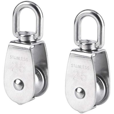 2 Stück 25 mm Einzelrolle Edelstahl Seilrolle Heberolle Seilrolle Tragfähigkeit 150 kg - Silber