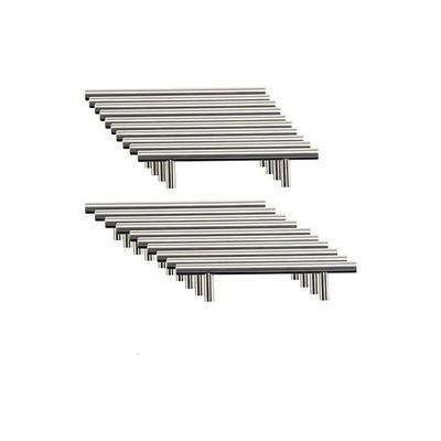20 x Küchenmöbelgriffe aus Edelstahl, 96 mm Lochabstand, T-Griff aus gebürstetem Stahl für Image