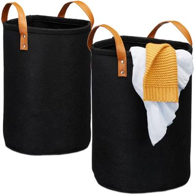 Wäschekorb, 28 l, faltbar, Filz, Kunstleder-Griffe , Wäschesammler Bad & Schlafzimmer, HxD: 47x30 Image