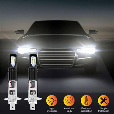 2X H1 6000K Super Bright Weiß 6000LM DRL LED-Scheinwerferlampen-Kit Fernlicht