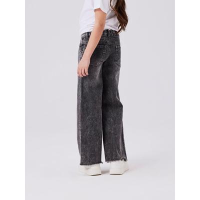 Weite Jeans NAME IT "NKFROSE WIDE JEANS 9417-TK NOOS", Mädchen, Gr. 158, N-Gr, blau (dunkelgrau denim), Denim/Jeans, Obermaterial: 99% Baumwolle, 1% Elasthan, unifarben, casual, normal, Jeans Image