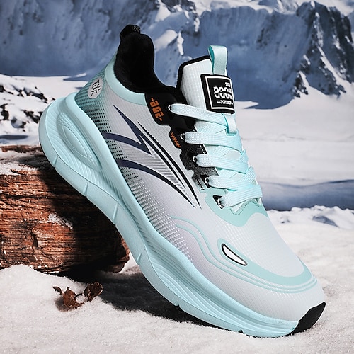 Warm gefütterte Laufsneaker für Herren, leichte, gepolsterte Sportschuhe mit Schnürung für Wintersport im Freien und den Alltag Image