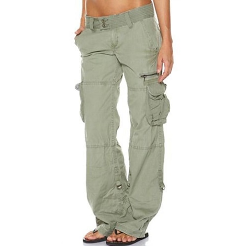 Damen Normal Cargo-Hosen Cargohose Cargohosen Hosen Hose Baggy-Hosen Schick Modern Lässig / Sportlich Volle Länge Tiefer Bund Einfach Tasche Baggy Komfort Unelastisch Sport Wochenende Schwarz Rosa Image