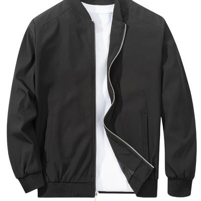 TEMU Urban Edge, Men's Casual Baseball Collar Jacket - Trendy, Loose-fit, Versatile Sports Coat For Spring & Fall Image