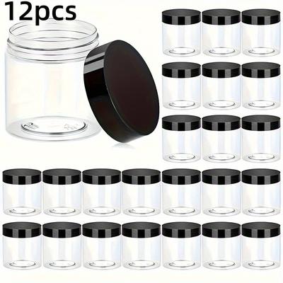 TEMU 12-pack 4oz Plastic Jars With Lids, Refillable Containers For Lotions, Creams, Salves, Body , Cosmetics, Beads, Samples, Travel Storage - -free, Twist Image