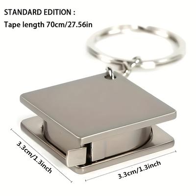 TEMU Precision Stainless Steel Retractable Measuring Tape With Keychain - Ideal For Industrial Use, 0.01 Accuracy Image