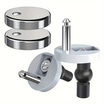 TEMU 2pcs Modern Toilet Lid Hinge Replacement Kit, Stainless Steel Embedded Installation Hardware Accessories Image